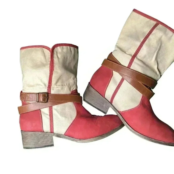 Bucco Women's Red and Brown Boots - Size 8 - Picture 1 of 15